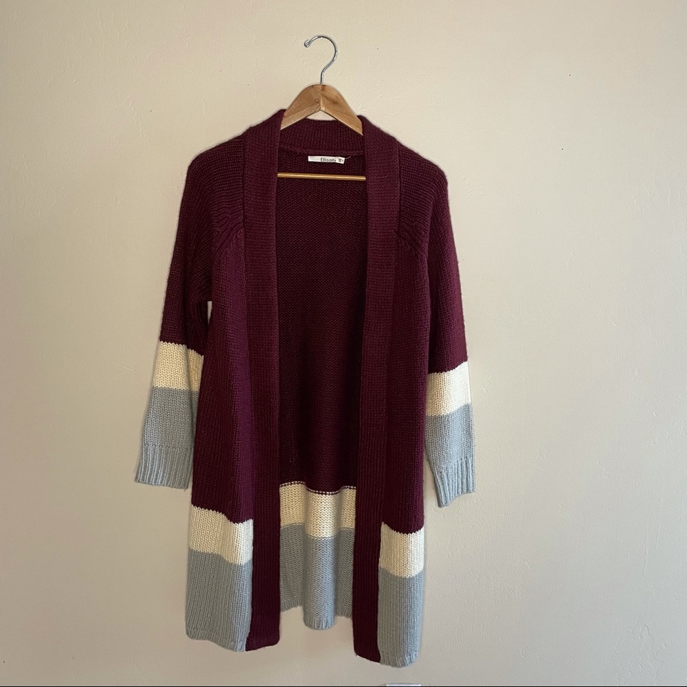 Ellison Long Color-Blocked cardigan